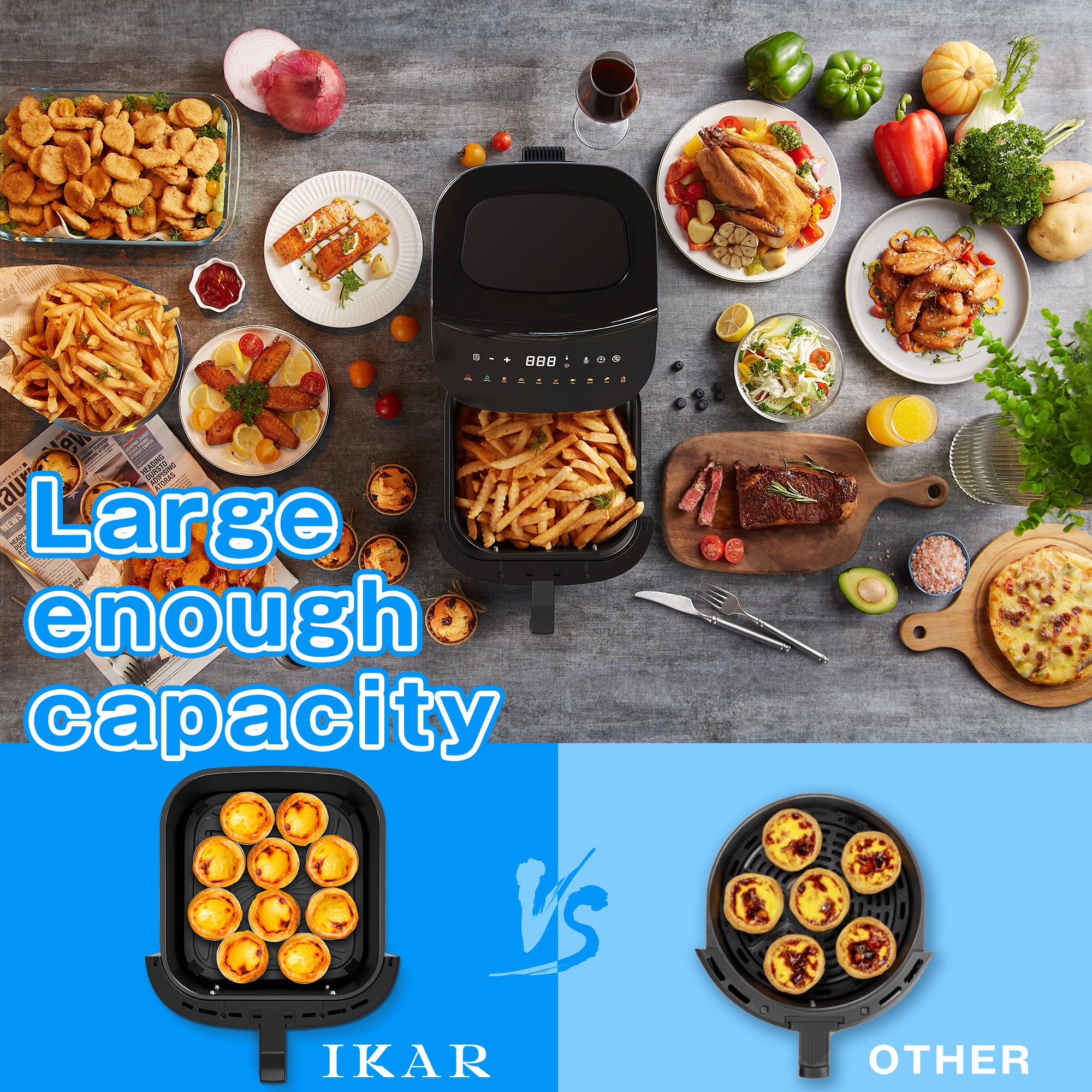 Air Fryer 3.5L+6.5L+10L 2400W 10-in-1 Functions, Air Fry, Roast, Bake, –  Meciga · Life